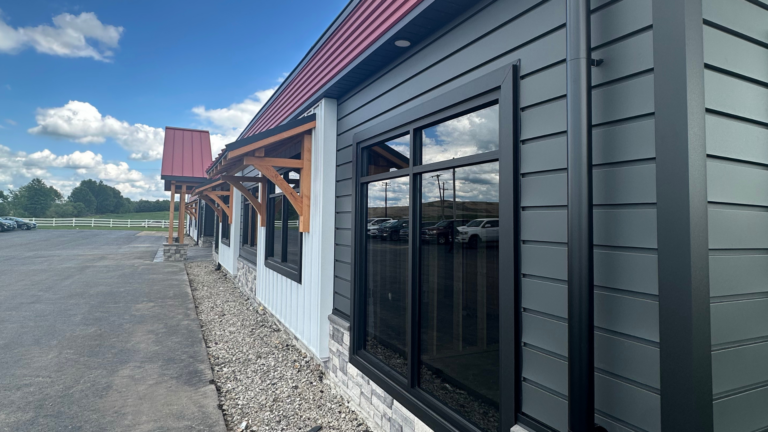 Reveal Plank horizontal architectural metal siding on commercial façade
